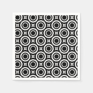 Servilleta De Papel Diseño de círculos zigzag blancos y negros lindos