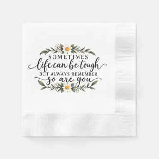 Servilleta De Papel Diseño de cita inspiradora floral minimalista