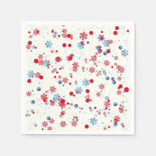 Servilleta De Papel Diseño de copos de nieve azules y rojos