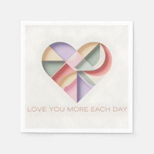Servilleta De Papel Diseño de corazón geométrico con bloques de colore