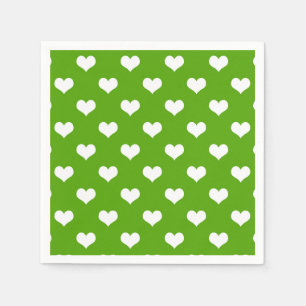 Servilleta De Papel Diseño de corazones adorables verdes y blancos