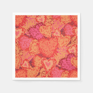 Servilleta De Papel Diseño de corazones de mosaico lindos