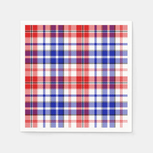 Servilleta De Papel Diseño de Cuadro Escocés Blanco Rojo Azul