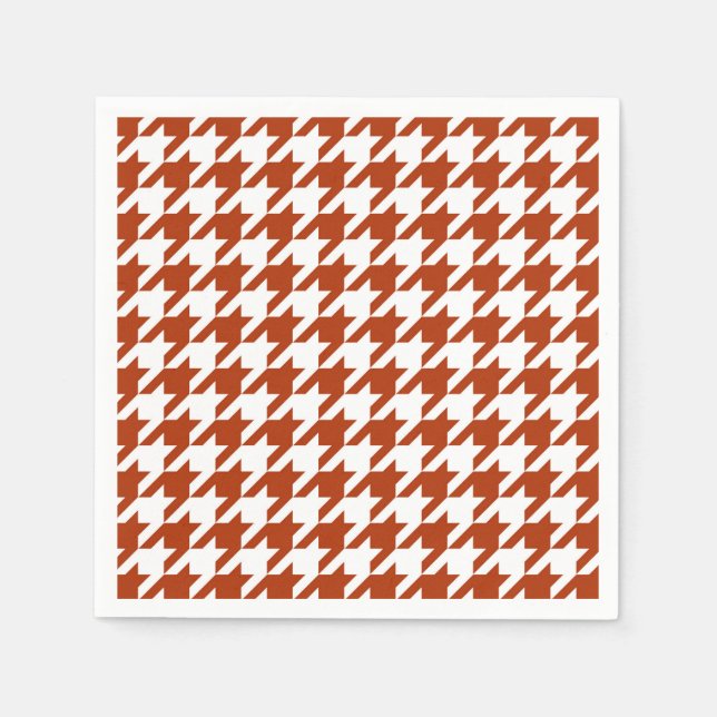 Servilleta De Papel Diseño de Cuadro Escocés Houndstooth Blanco Marrón (Anverso)