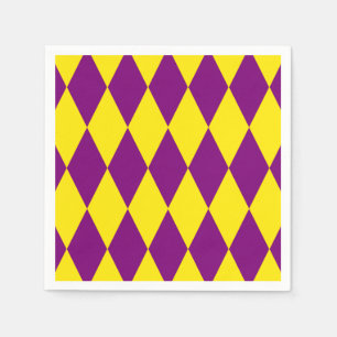 Servilleta De Papel Diseño de cuadros arlequín de púrpura y amarillo