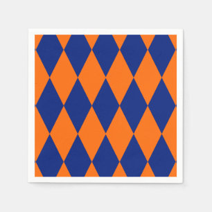 Servilleta De Papel Diseño de cuadros arlequín naranja y azul