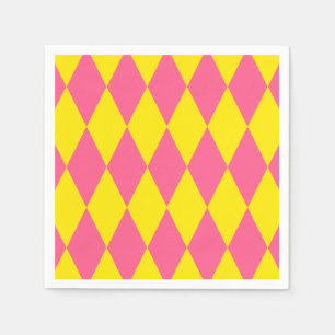 Servilleta De Papel Diseño de cuadros arlequín rosa y amarillo