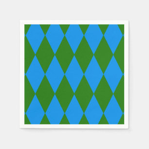 Servilleta De Papel Diseño de cuadros de arlequín azul verde