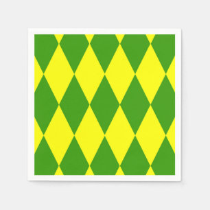 Servilleta De Papel Diseño de cuadros de arlequín verde amarillo
