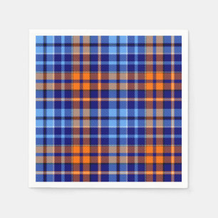 Servilleta De Papel Diseño de Cuadros Escoceses Azul Marino Naranja Ci