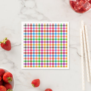 Servilleta De Papel Diseño de cuadros escoceses de gingham de arcoíris