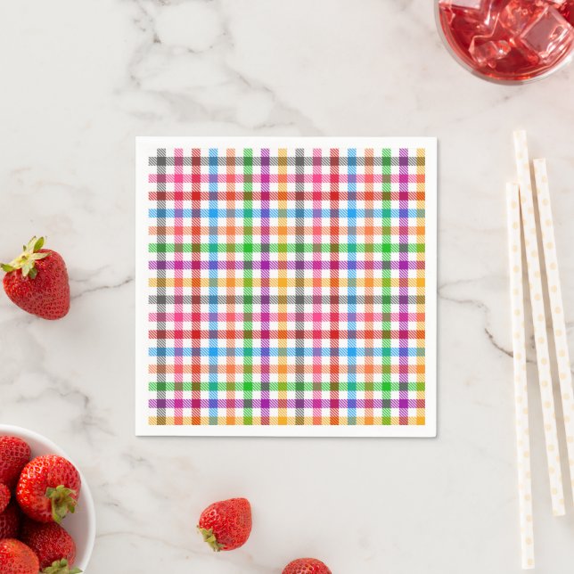 Servilleta De Papel Diseño de cuadros escoceses de gingham de arcoíris (In situ)