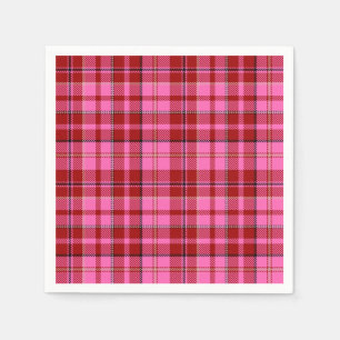Servilleta De Papel Diseño de cuadros escoceses granate rosa