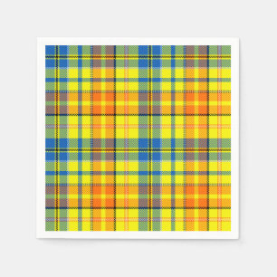 Servilleta De Papel Diseño de cuadros escoceses naranja azul amarillo