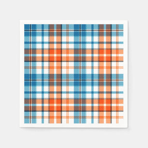 Servilleta De Papel Diseño de cuadros escoceses naranja azul blanco