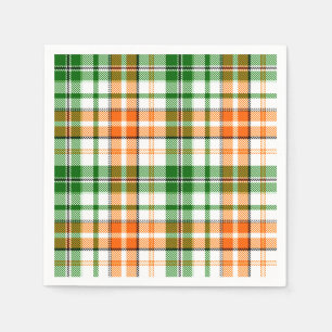 Servilleta De Papel Diseño de cuadros escoceses naranja verde blanco
