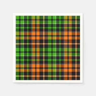 Servilleta De Papel Diseño de cuadros escoceses naranja verde negro
