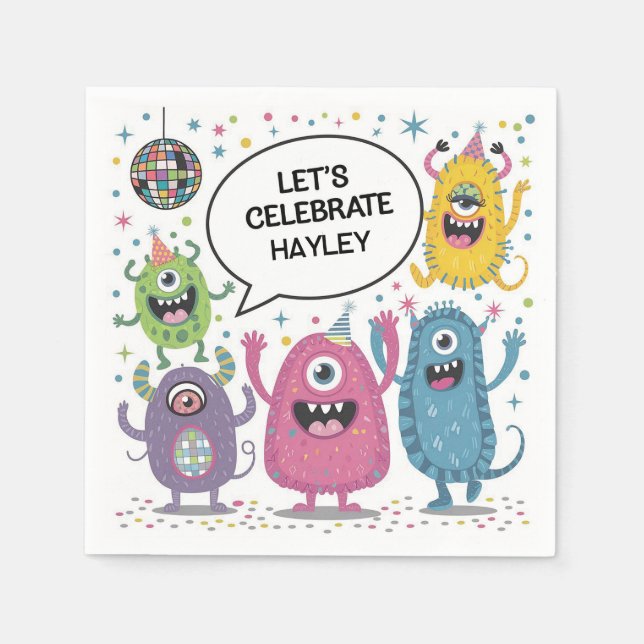Servilleta De Papel Diseño de Cumpleaños para Niños Fiesta de Monstruo (Anverso)