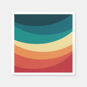 Servilleta De Papel Diseño de curvas de estilo retro coloridas