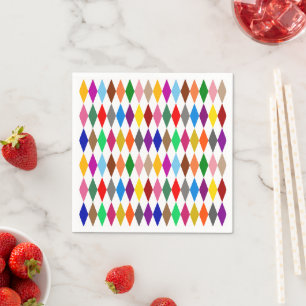 Servilleta De Papel Diseño de Diamantes Arlequín Coloridos Blanco 