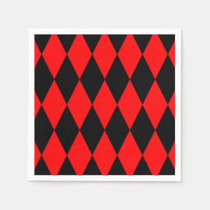 Servilleta De Papel Diseño de Diamantes de Arlequín de Cuadros Rojos y