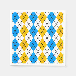 Servilleta De Papel Diseño de diamantes de color azul amarillo blanco