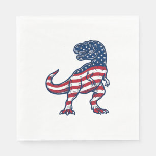 Servilleta De Papel Diseño de dinosaurio T-Rex patriótico bandera amer