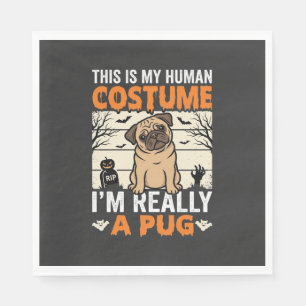 Servilleta De Papel Diseño de disfraz humano de pug divertido de Hallo