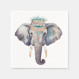Servilleta De Papel Diseño de elefante hippie cutáneo boho acuático
