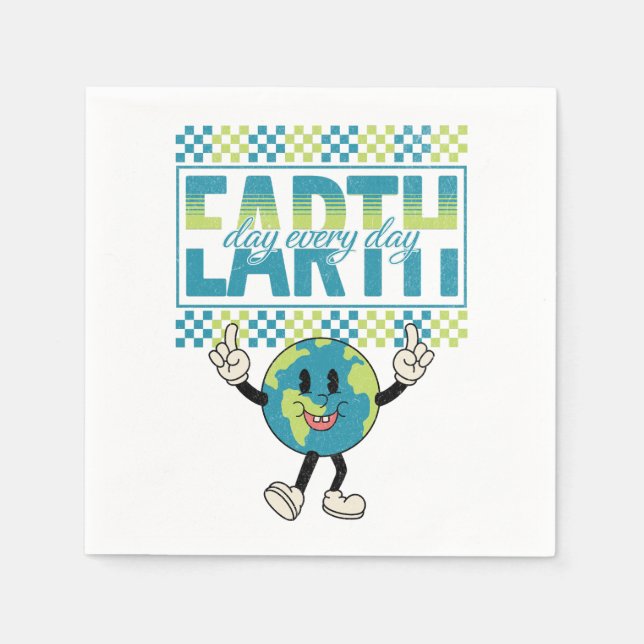 Servilleta De Papel Diseño de estilo retro del Día de la Tierra todos  (Anverso)