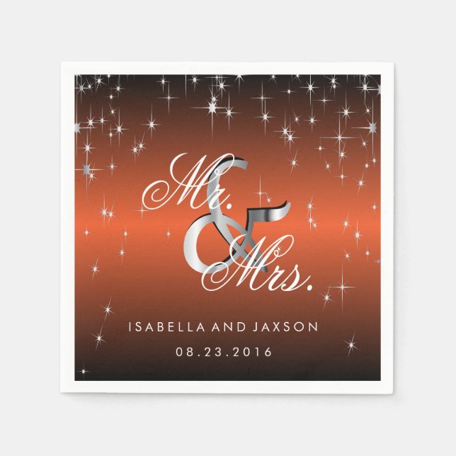 Servilleta De Papel Diseño de estrellas de Naranja metálico (Anverso)