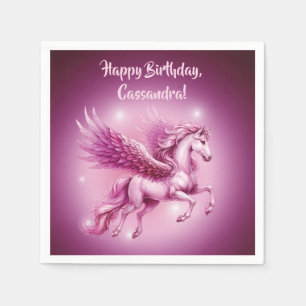 Servilleta De Papel Diseño de fantasía de Pegasus rosa de cumpleaños