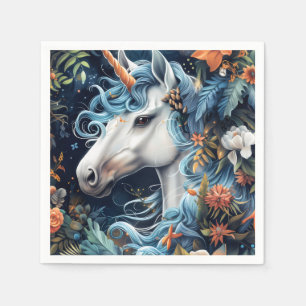 Servilleta De Papel Diseño de fantasía de unicornio y flores