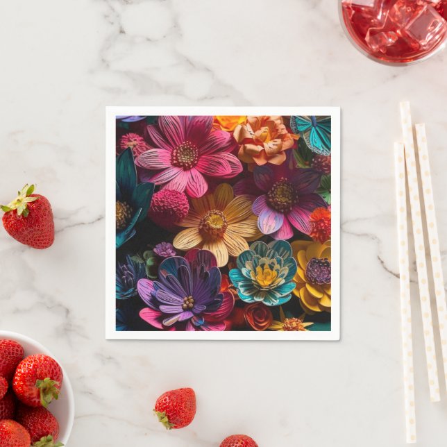 Servilleta De Papel Diseño de flores (In situ)