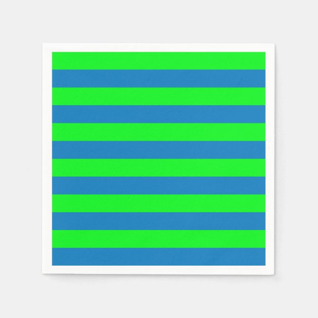 Servilleta De Papel Diseño de franjas azules y verdes (Anverso)