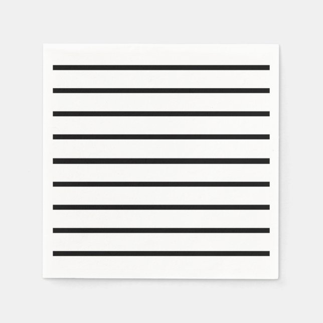 Servilleta De Papel Diseño de franjas blancas y negras (Anverso)