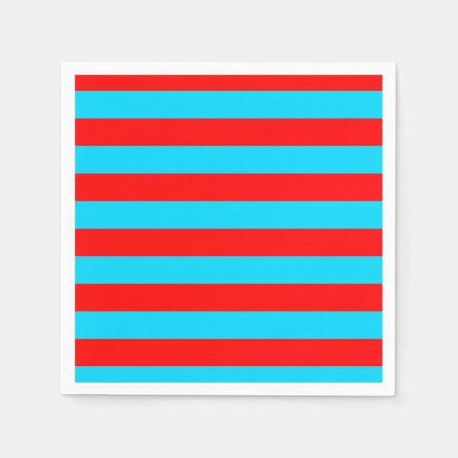Servilleta De Papel Diseño de franjas rojas y azules (Anverso)
