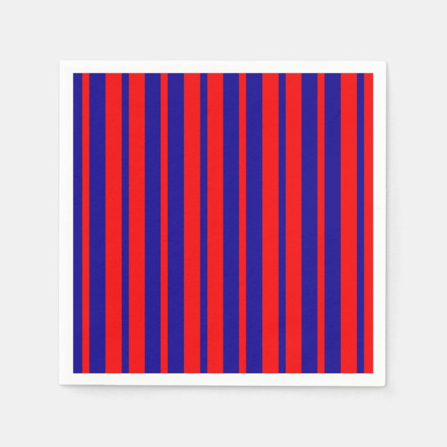 Servilleta De Papel Diseño de franjas rojas y azules (Anverso)