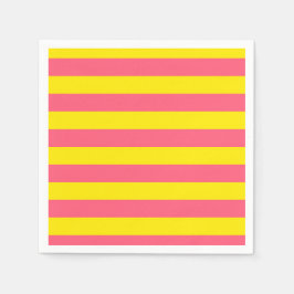Servilleta De Papel Diseño de franjas rosadas y amarillas