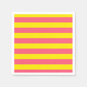 Servilleta De Papel Diseño de franjas rosadas y amarillas