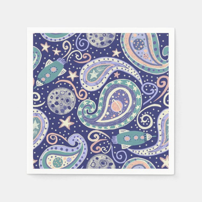 Servilleta De Papel Diseño de galaxia espacial retro (Anverso)