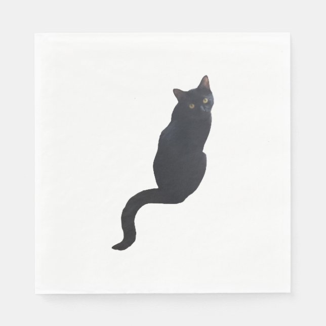 Servilleta De Papel Diseño de gato negro (Anverso)