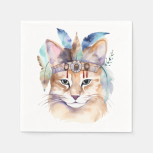 Servilleta De Papel Diseño de gatos hippie cutáneo boho acuarela