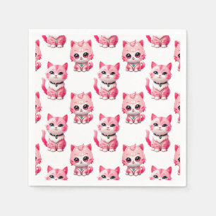 Servilleta De Papel Diseño de gatos kawaii rosados