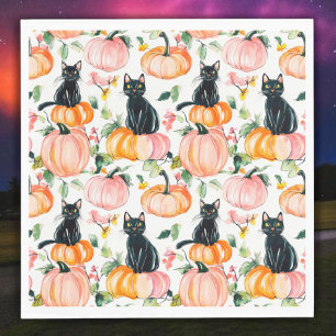 Servilleta De Papel Diseño de gatos negros y calabazas de Halloween de