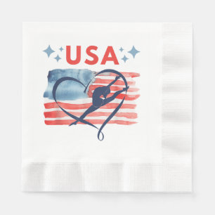 Servilleta De Papel Diseño de gimnasia con bandera norteamericana patr
