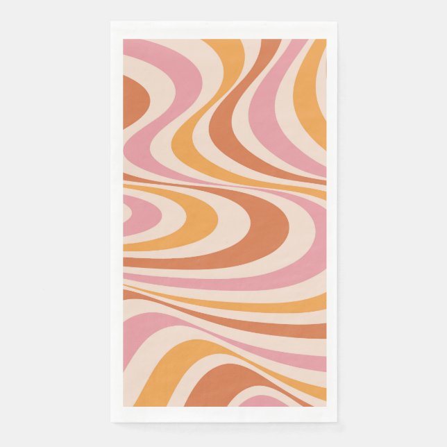 Servilleta De Papel Diseño de giro abstracto rosa y naranja (Anverso)