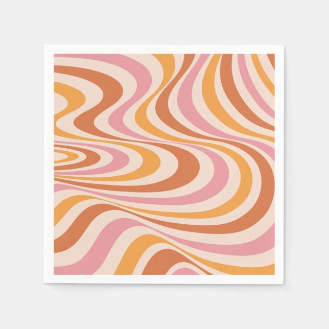 Servilleta De Papel Diseño de giro abstracto rosa y naranja (Anverso)