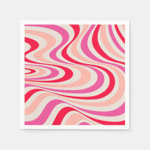 Servilleta De Papel Diseño de giro retro rosa, rojo y gris abstracto