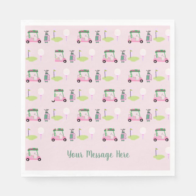 Servilleta De Papel Diseño de golf rosa elegante Mensaje personalizado (Anverso)